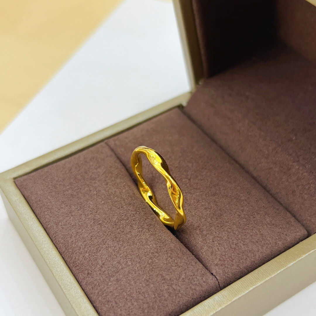 老凤凰莫比乌斯环黄金戒指女5d无氰光面素圈戒指999足金生日礼物送