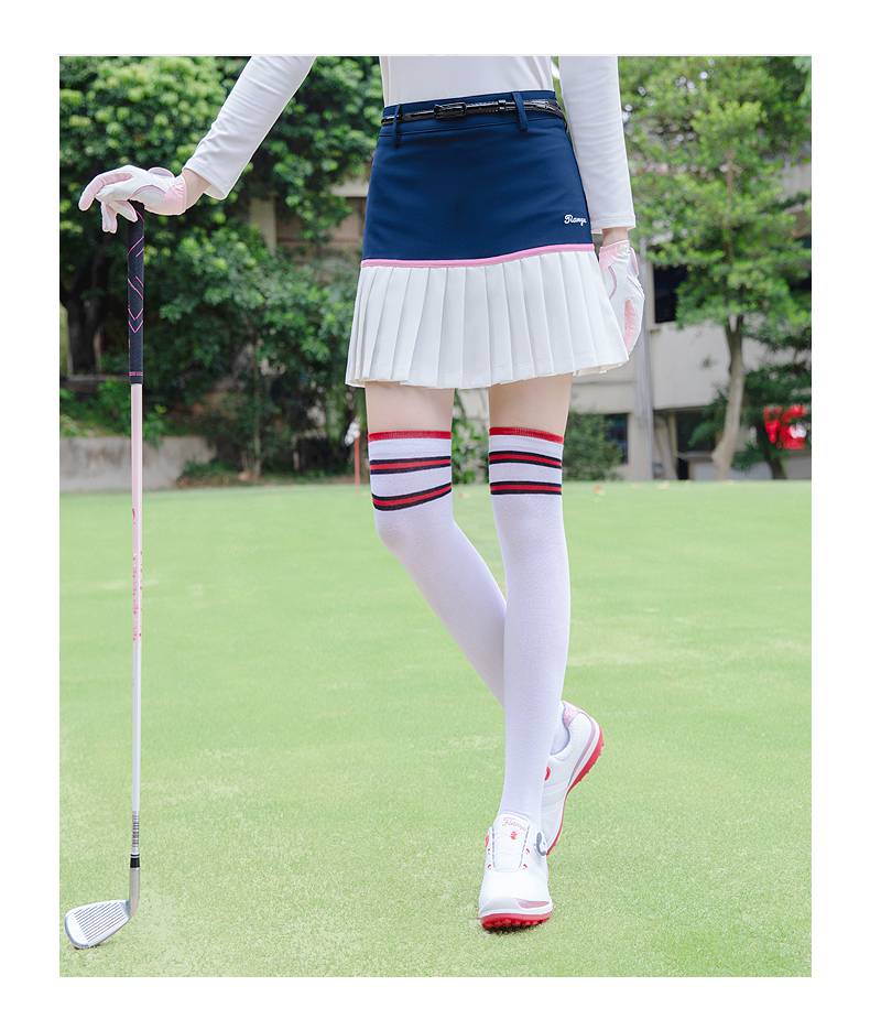 高尔夫过膝袜 高尔夫球袜子女士过膝长袜三条杠百搭休闲长筒运动棉袜