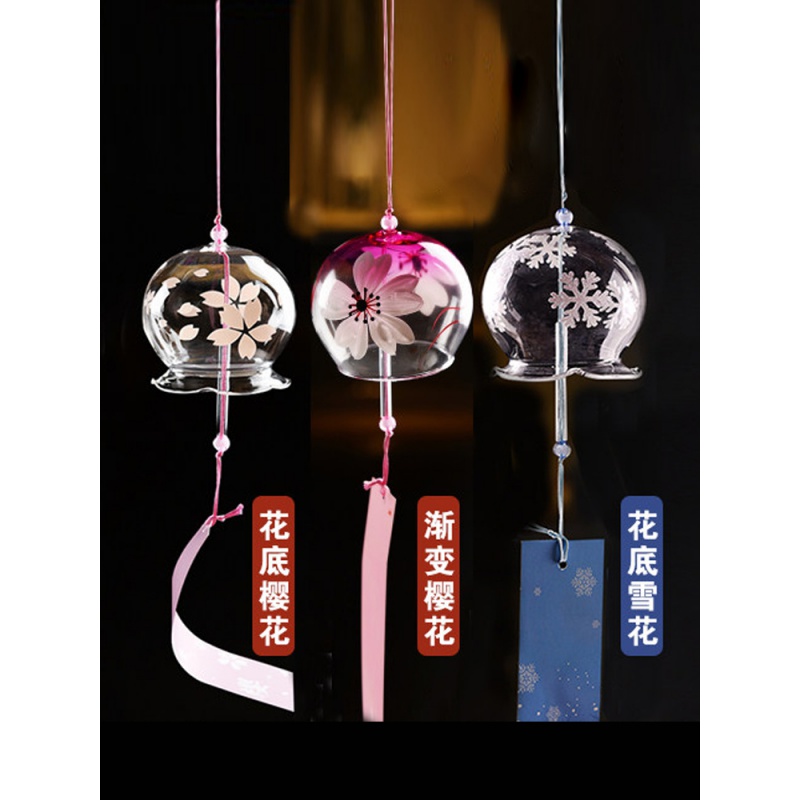 风铃古风 风铃日式创意日式和风樱花玻璃风铃手工铃铛卧室挂饰门饰小