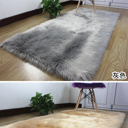 长毛绒地毯卧室满铺家用客厅冬天隔凉保暖床边地毯深蓝色100x180cm