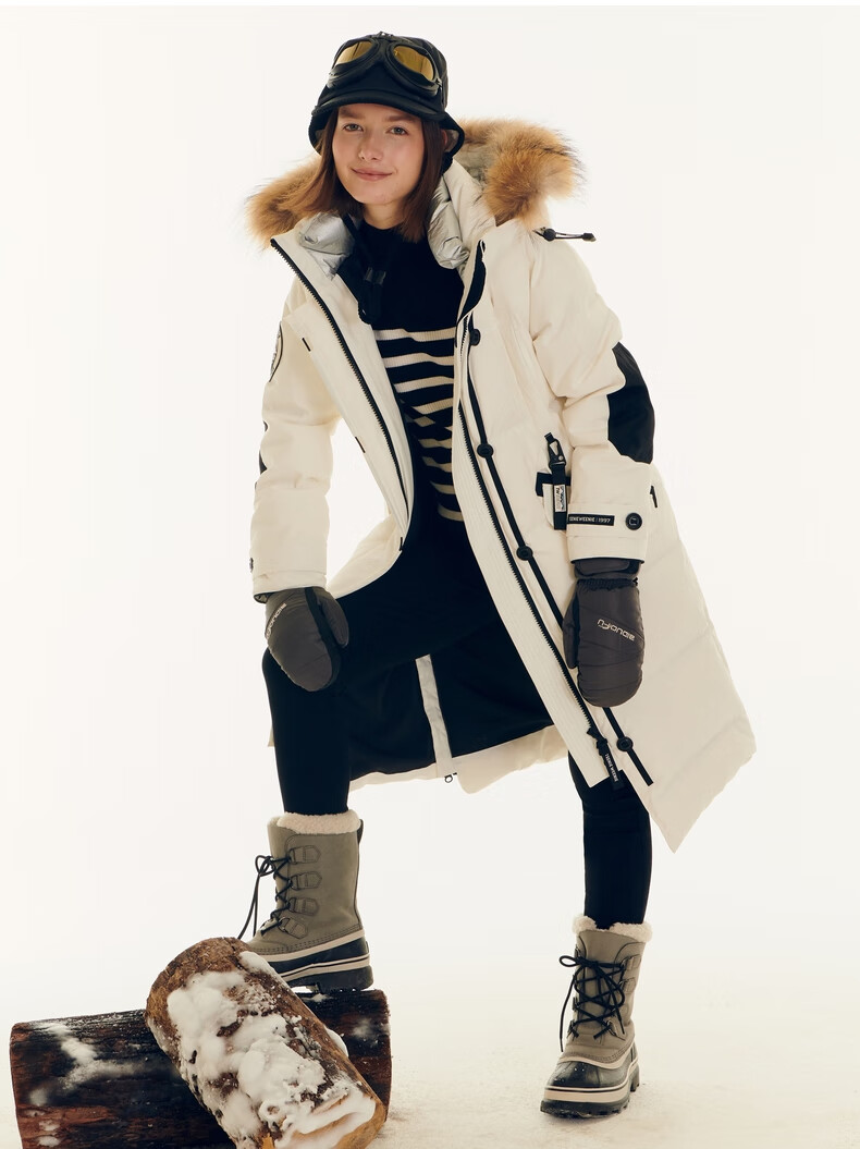 teenieweenie小熊连帽羽绒服中长款环保再生面料厚款保暖外套女装