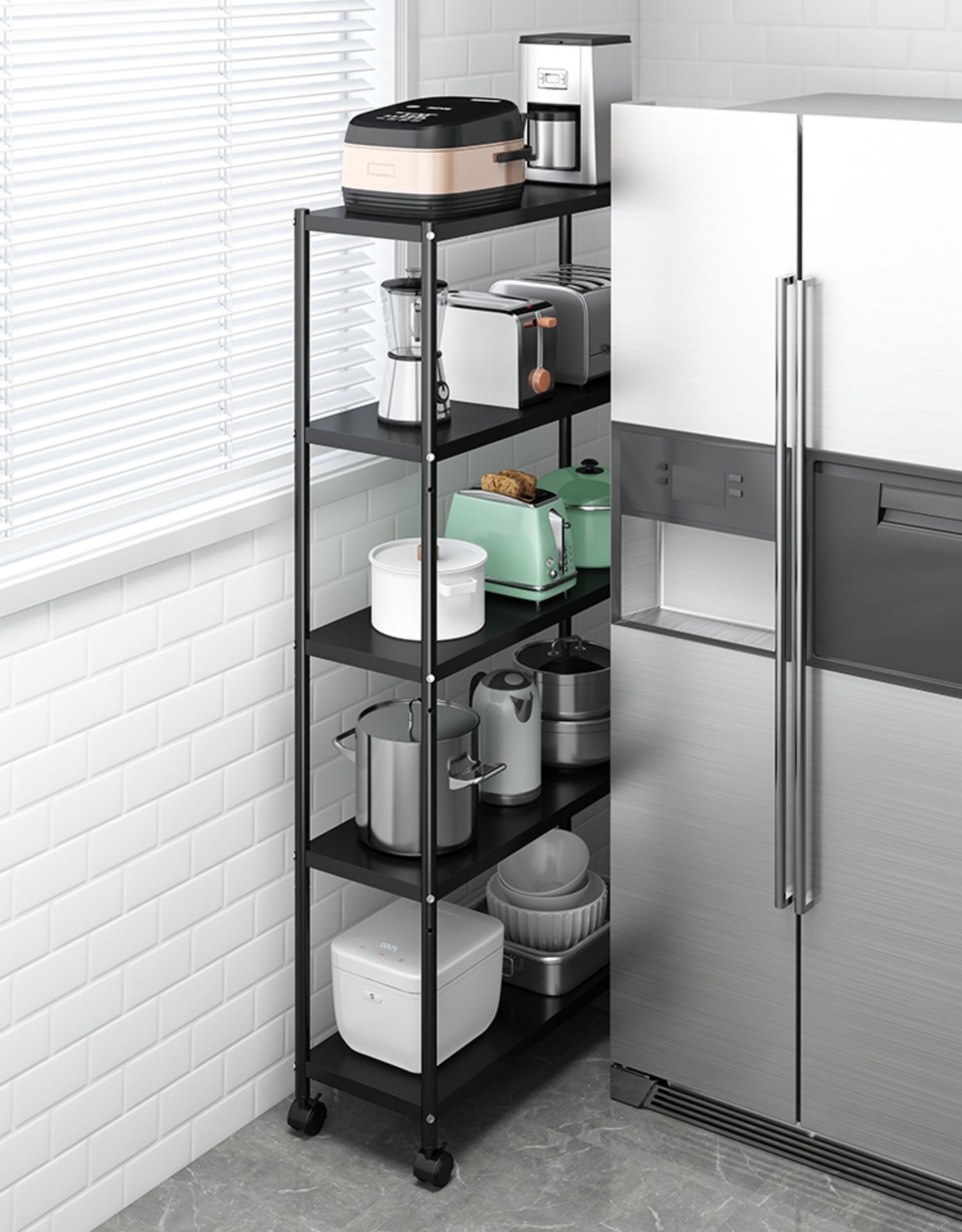 领道lingdao厨房置物架不锈钢架冰箱侧夹缝隙收纳可移动小型超窄20cm