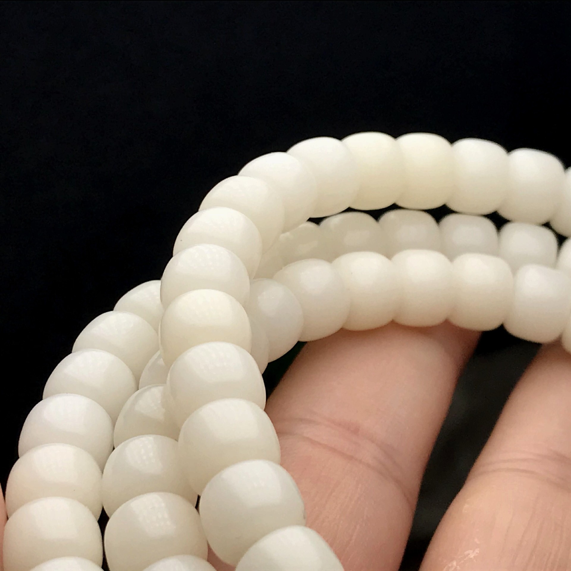 白玉菩提根老桶型圆珠108颗转运跑环佛珠手链念珠79桶