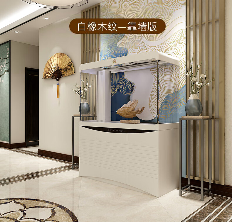 超白玻璃金鱼缸龙鱼缸底滤屏风隔断龟缸风水带过滤器水泵照明条纹信款