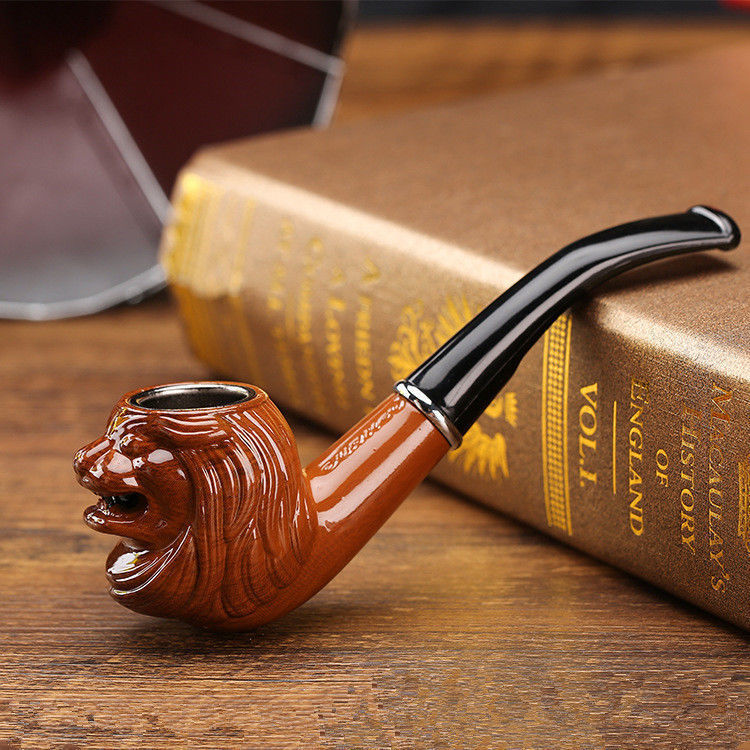 烟斗手工烟斗石楠木纹烟嘴老式传统旱烟斗烟袋男士专用烟斗袋礼盒鹭