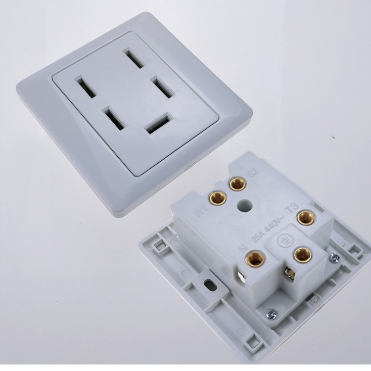 380v三相五孔16a/25a工业插座 5芯空调插头 86型墙壁电源插座440v 16a
