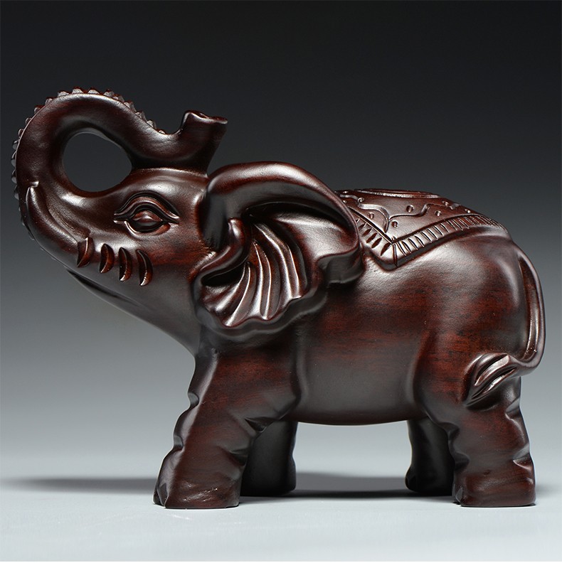 仙松品木雕大象摆件红木实木对象办公室摆件总经理送礼木象工艺品红酒