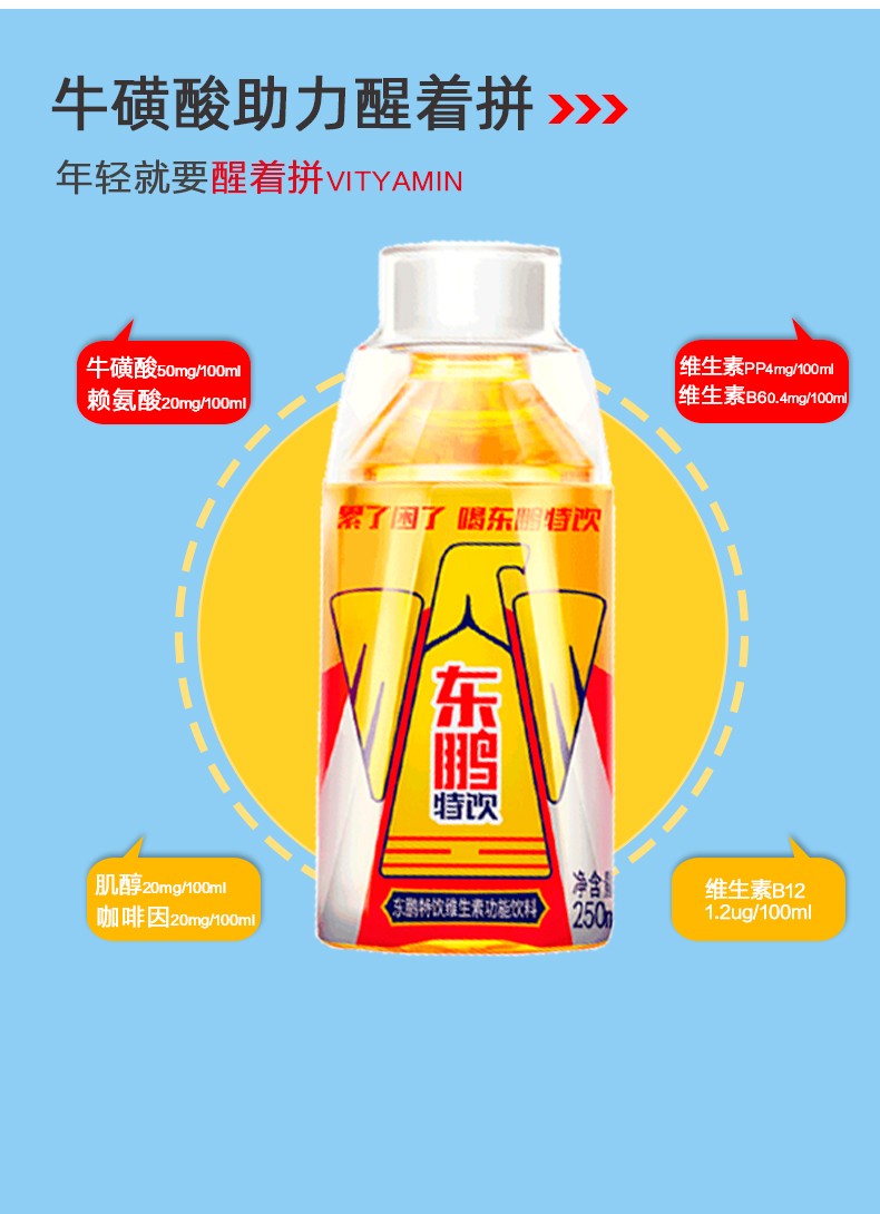 东鹏特饮维生素功能饮料250ml6瓶年轻就要醒着拼