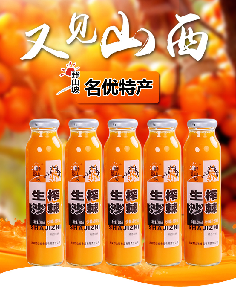 坡吕梁山西生榨沙棘果汁原浆新疆网红饮料整箱 8瓶【图片 价格 品牌