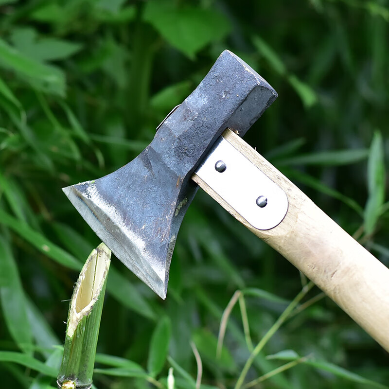 家手工锻农用锻打斧头 劈柴斧户外伐木斧 木工斧 方顶钢片加固斧子