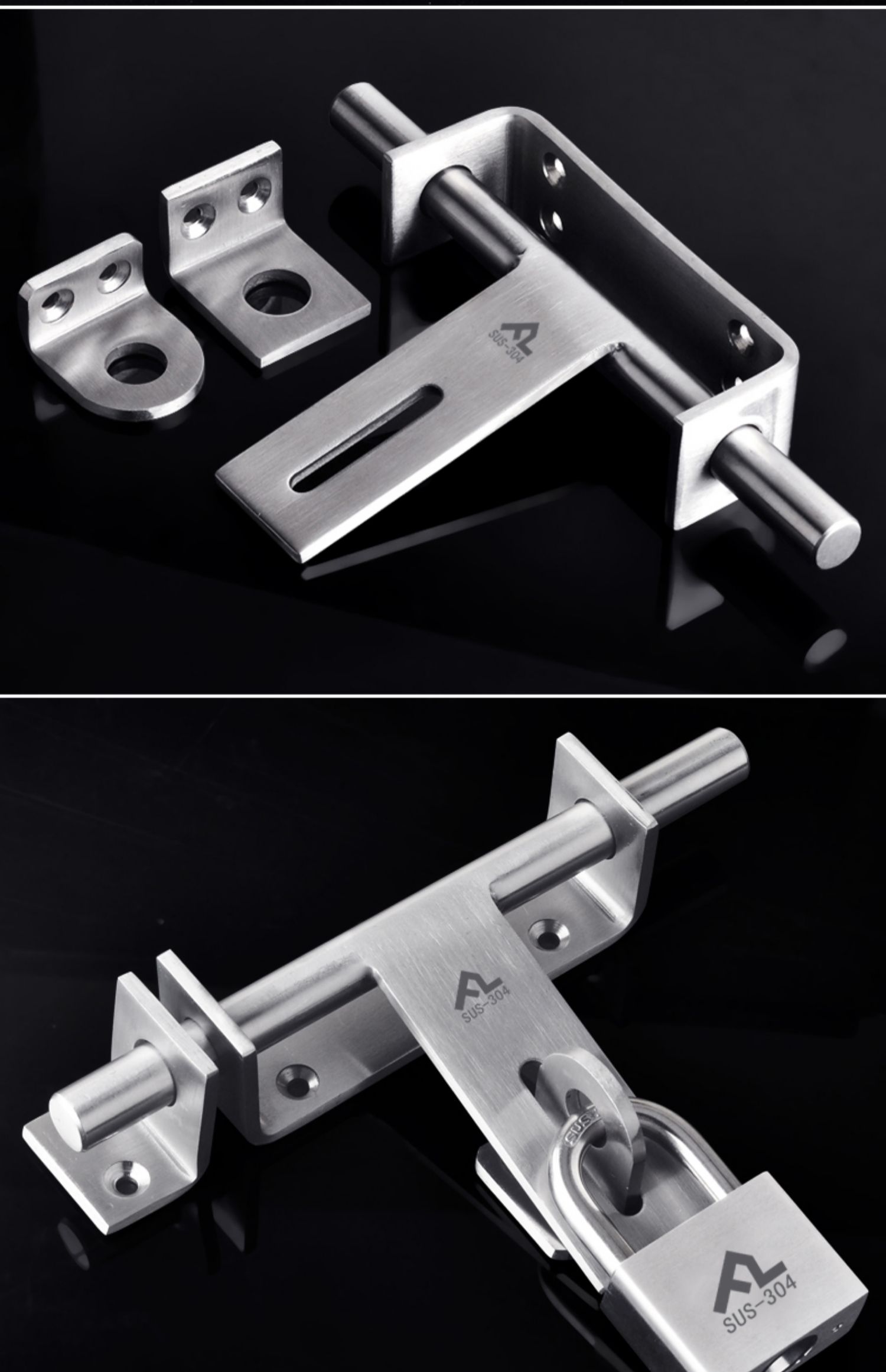 segmoo304不锈钢插销锁头门栓防盗门卫生间插销锁门扣门锁扣明装锁扣