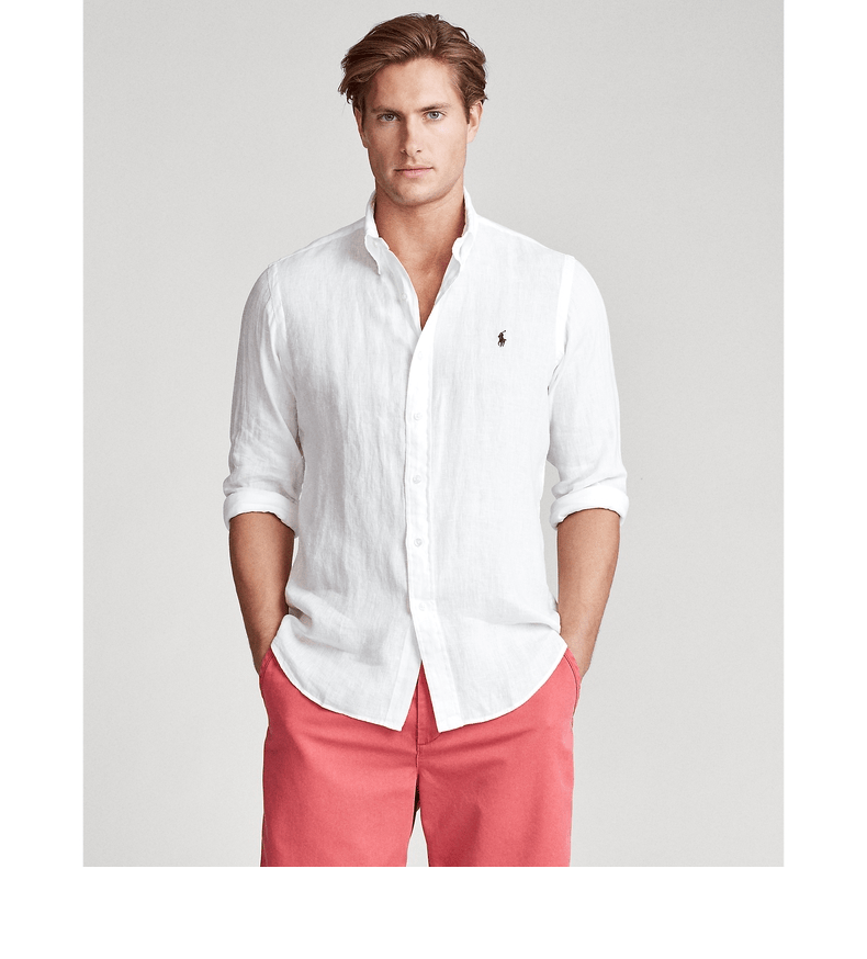 ralph lauren/拉夫劳伦男装 2021年春季经典版型亚麻衬衫rl13453 100