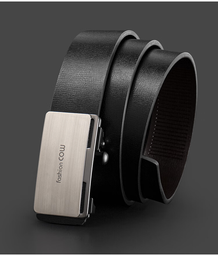 COW Men's Belt with Automatic Buckle, Cowhide Belt for Business Casual Wear, Waist Belt, Gift for Boyfriend Or Father, 666L 8