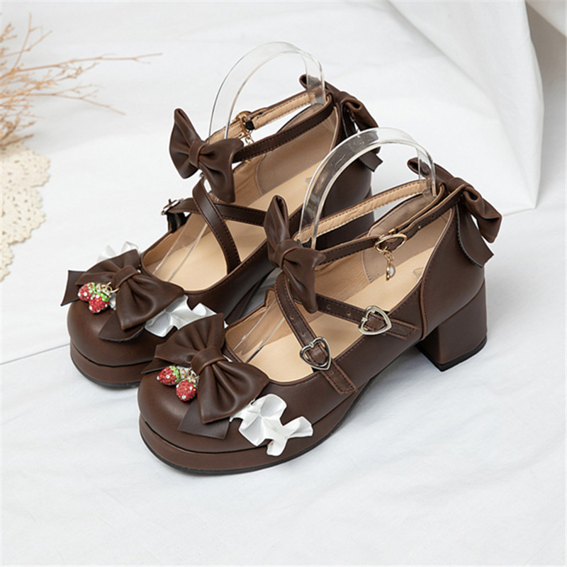 女鞋原创lolita鞋子日系软妹蝴蝶结配裙子优雅高跟鞋女学生洛丽塔单鞋