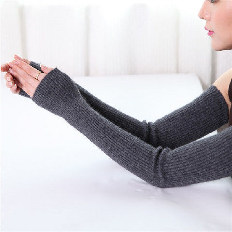 guvibon新品毛衣假袖子手臂袖套长款仿羊绒露指秋冬加厚针织房保暖