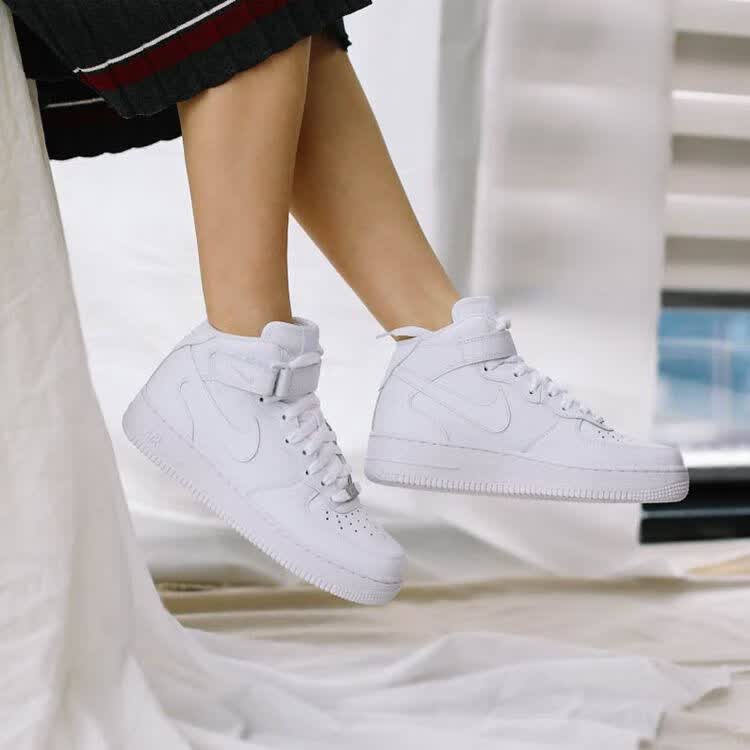 【官方旗舰】af1 high独角兽米白粉高帮男女鞋空军一号白灰色mid运动