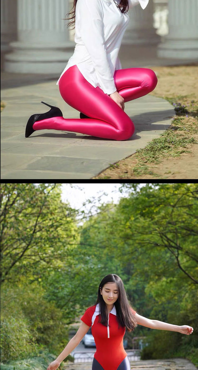 鄂尔元素新款油光打底连裤袜男女性感美腿丝袜光腿神器紧身美腿袜桔