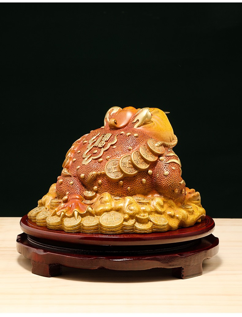 聚善缘 铜金蟾摆件 公司开业乔迁礼品 老板办公室桌面摆件 家居客厅