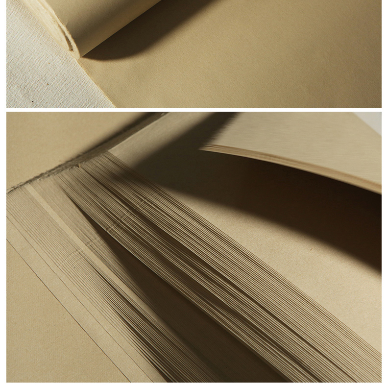 曹友泉精品毛边纸仿古半生熟宣纸100张毛笔字书法专用纸书法创作纸