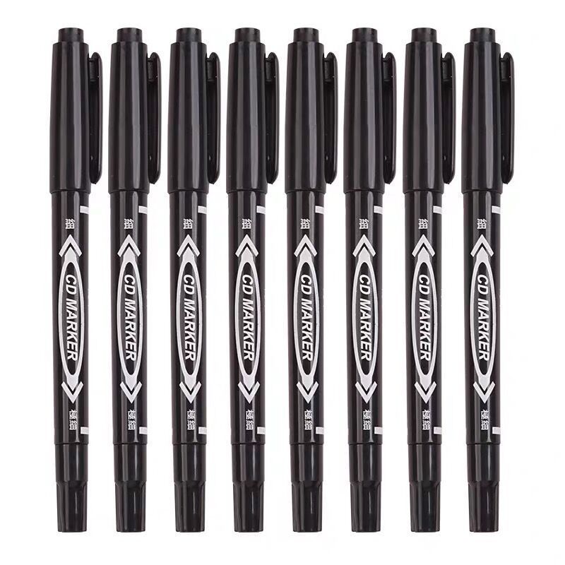 双头记号笔黑色勾线笔美术生专业小头马克笔学生绘画描边防水笔蓝色10