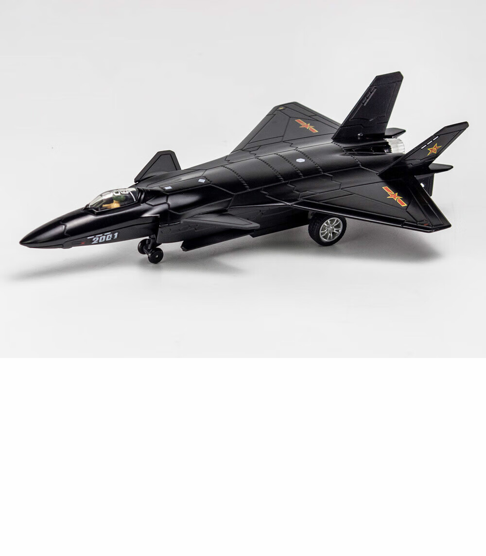 合金歼二零战斗机声光回力军事金属儿童男孩玩具 黑鹰迷彩灰【图片