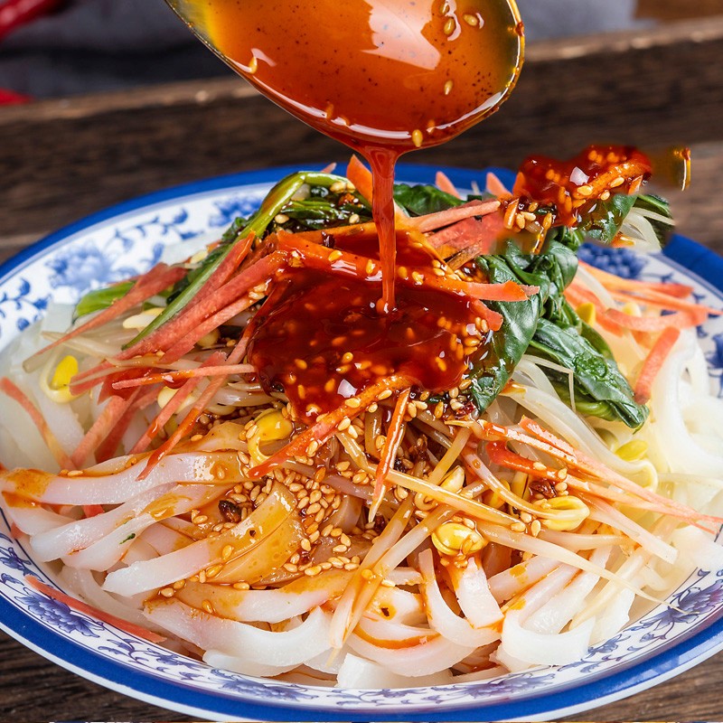 晨臻380gx5袋陕西特产汉中小吃红油米皮 酸辣凉米皮卷粉速食免煮即食