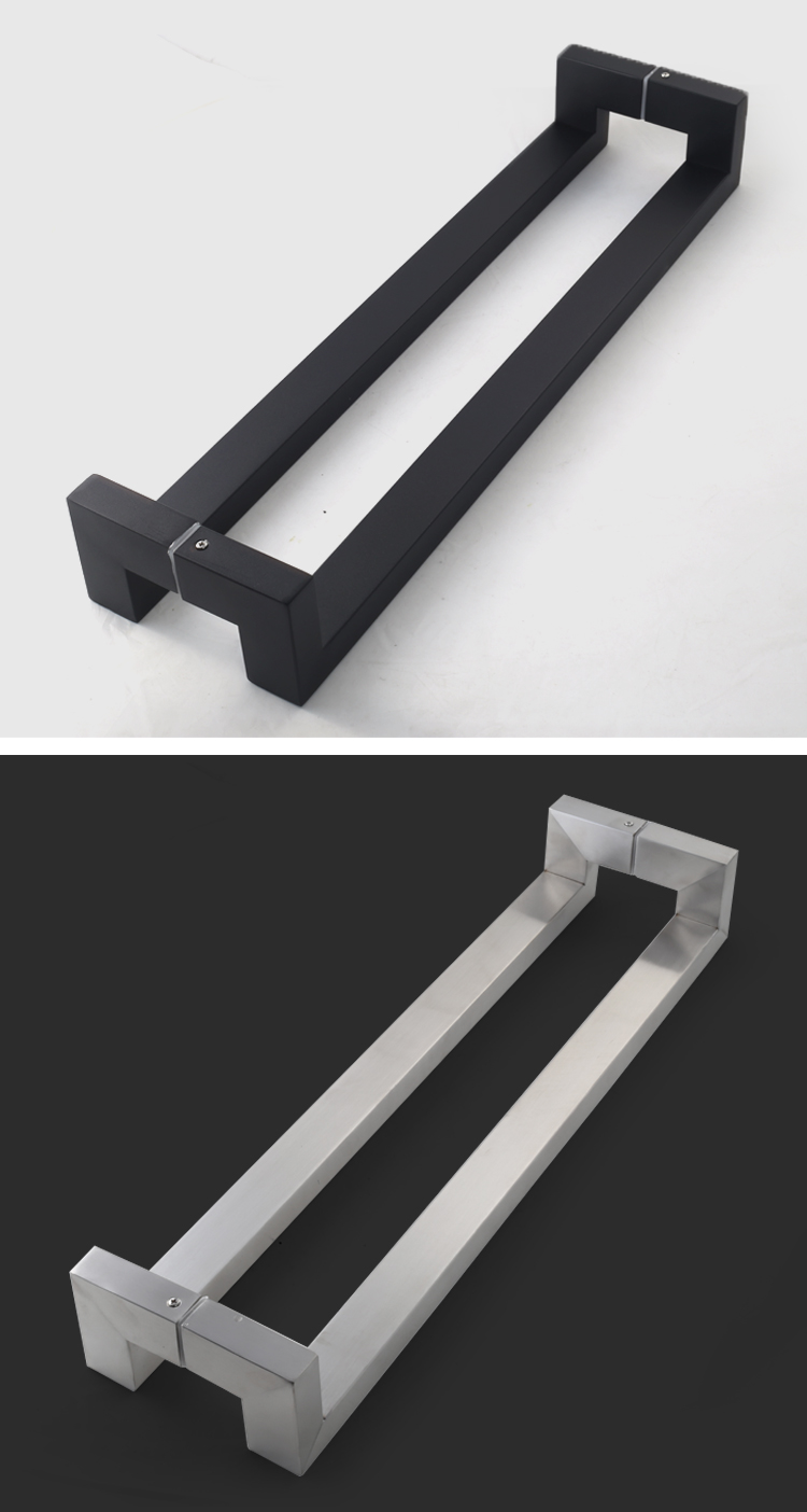 简易大门拉手加厚不锈钢把手有无框推拉门扶手玻璃门拉手明装黑色款式