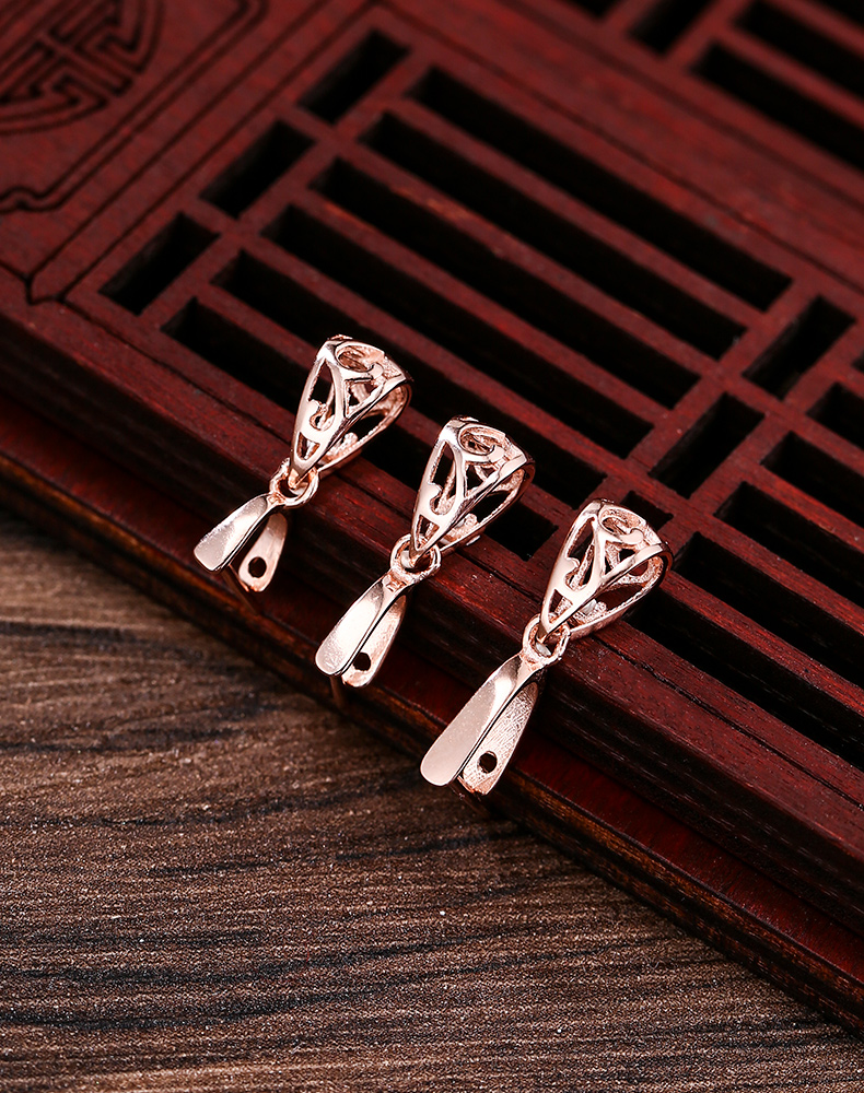 男女银扣配件扣子s925银吊坠扣头银扣头翡翠玉器水晶项链扣夹扣 色中