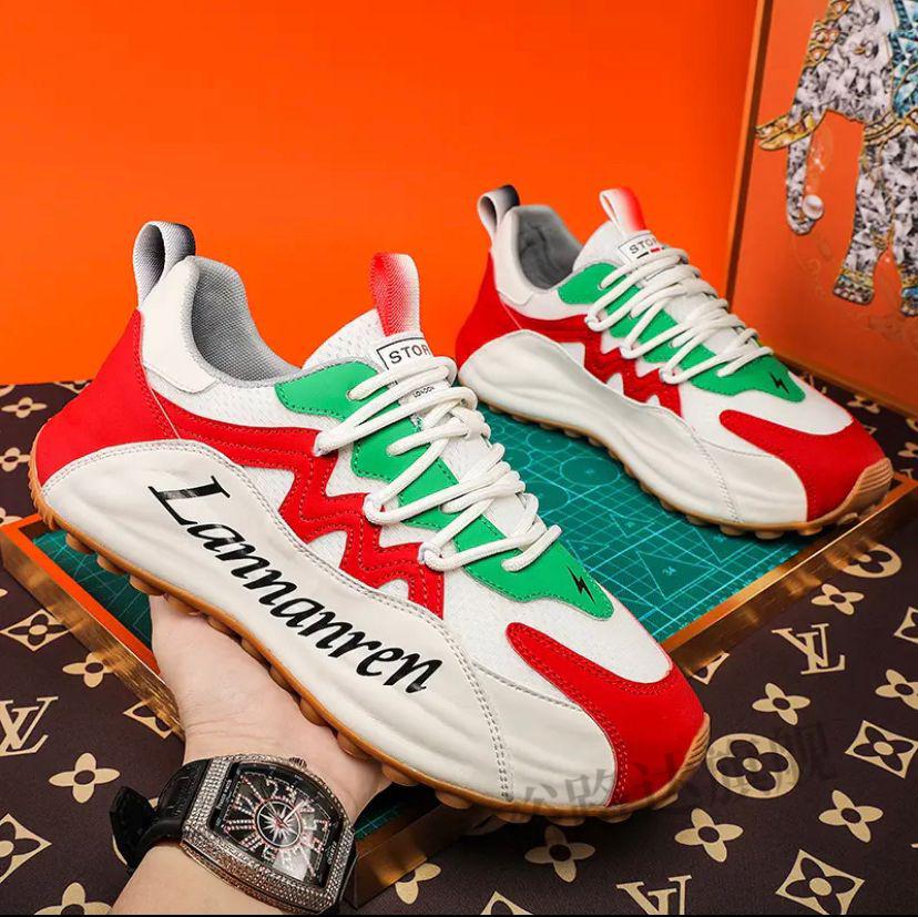 kuse库瑟衣言衣行轻奢运动休闲鞋男2022新款时尚百搭潮流男鞋 米兰色