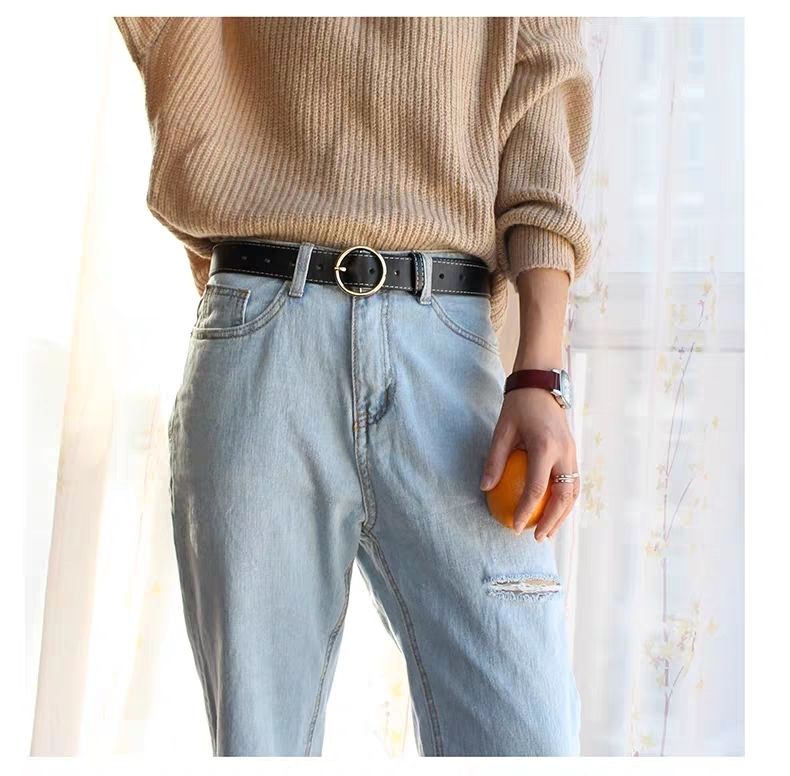 【金扣k02】白色品牌: 艾许跃龙 商品名称:韩国简约百搭女士宽皮带配