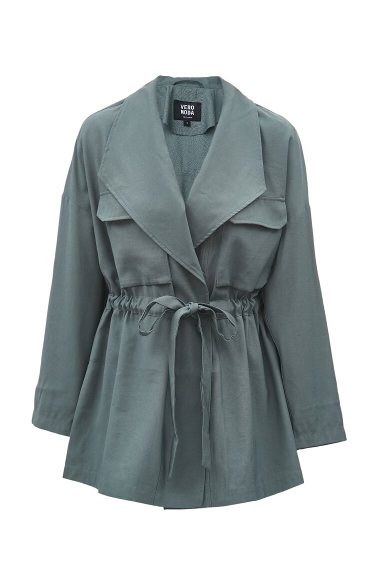 vero moda秋季新款简约优雅腰部抽绳外套女321317002 e56香脂绿色 160