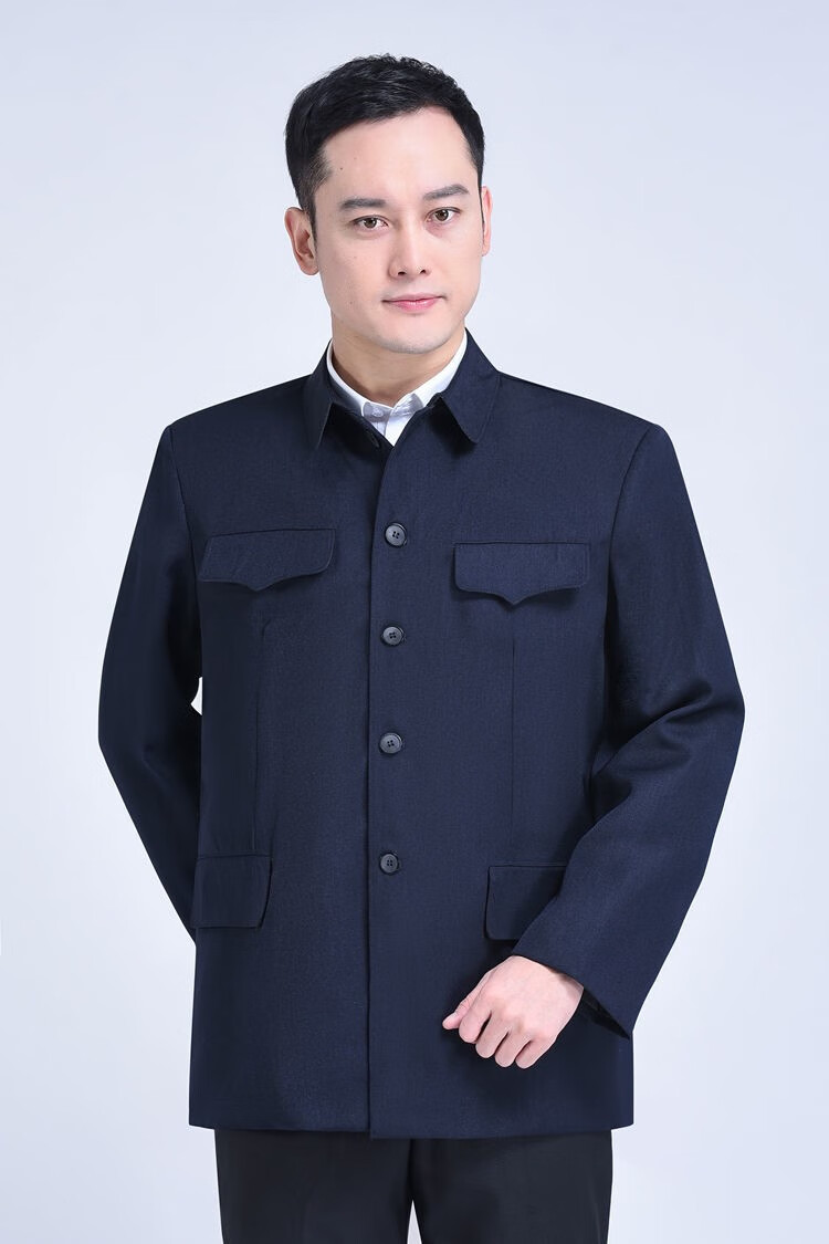 中山装老年服装套装中山装中式军便装上衣中老年翻领老人装爸爸春秋