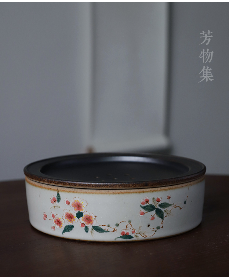 景德镇陶瓷蓄水茶盘储水壶承干泡台中式蓄水养壶盘纯手工手绘功夫茶小