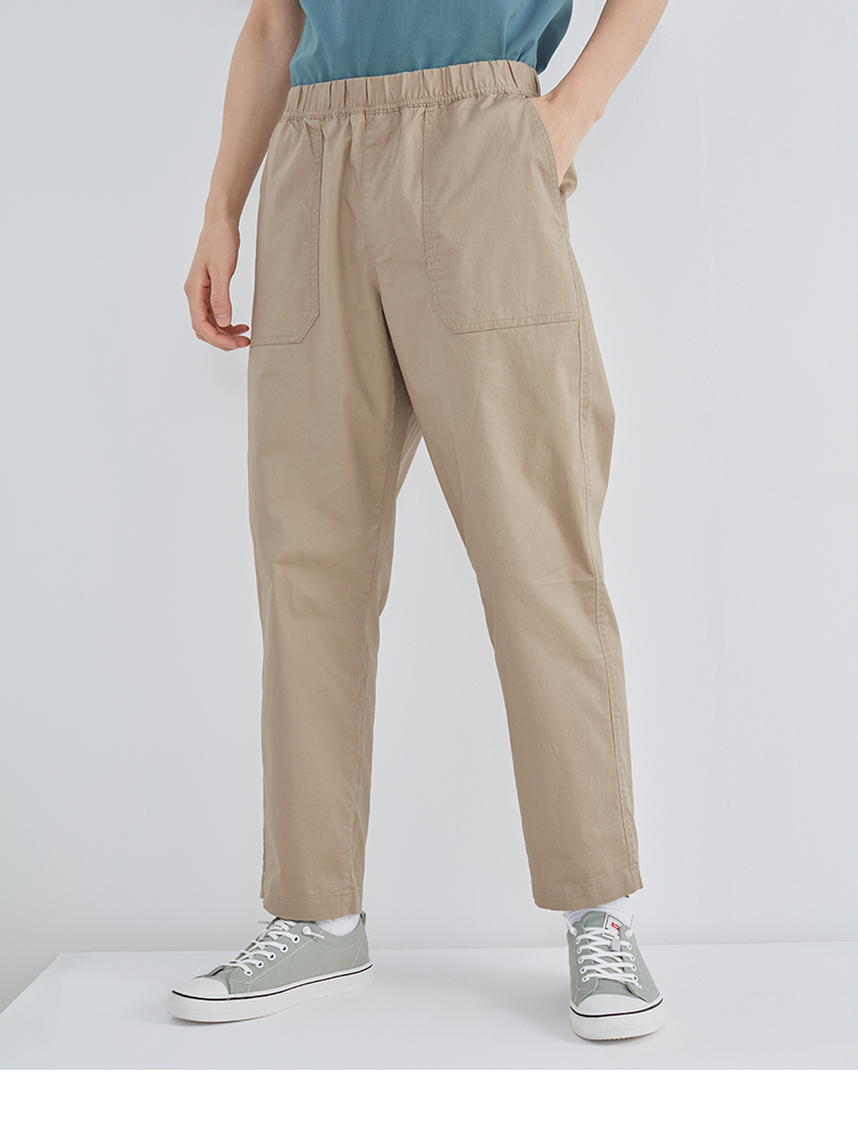 新疆棉热风2021夏季新款男士宽松九分直筒休闲长裤子百搭 01黑色 l