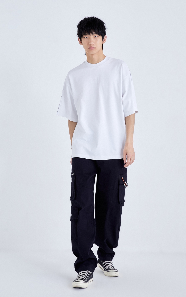 jackjones杰克琼斯oversized肩线撞色字母胶印短袖t恤男221201284 本