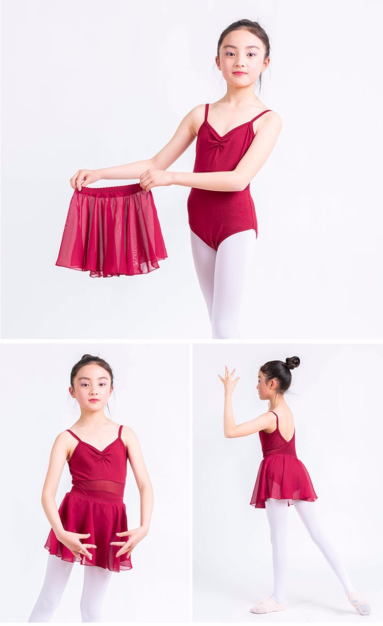 儿童舞蹈服女童形体芭蕾舞连体服夏季吊带黑色露背体操服天蓝色dds03