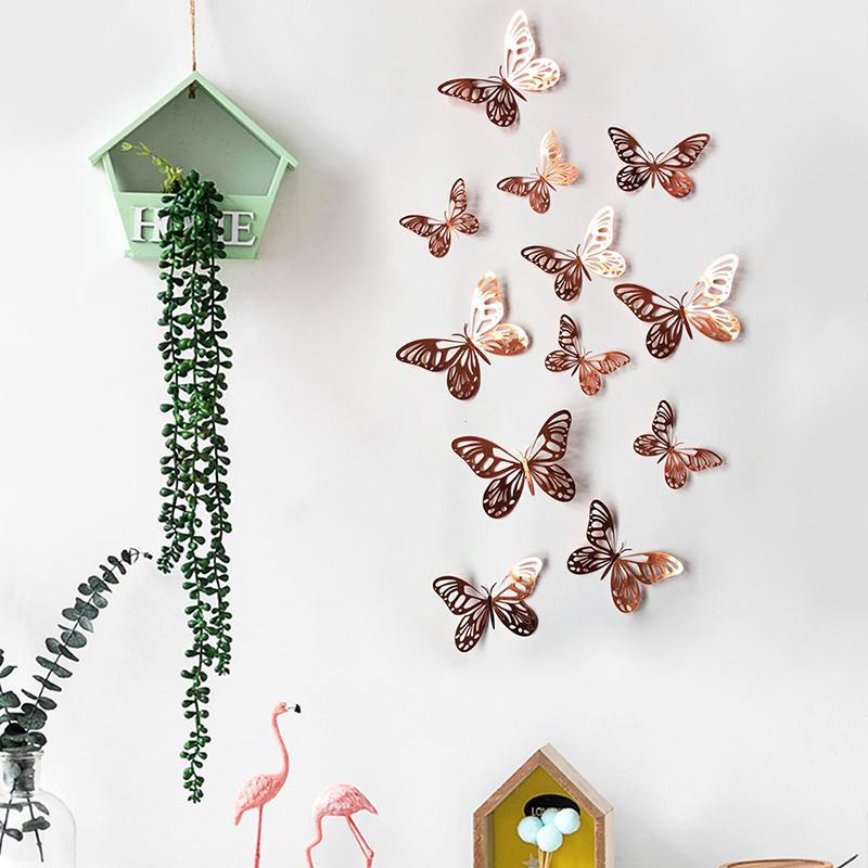 蝴蝶墙上装饰墙贴3d立体仿真珠光纸创意儿童房客厅卧室墙面自粘贴新e