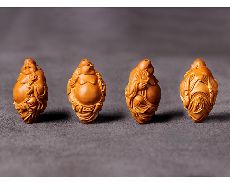 核精雕单籽自在弥勒手工雕刻橄榄胡核背云吊坠手把件diy配饰 橄榄核雕