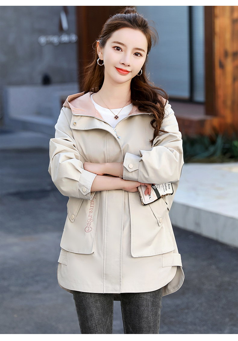 韩版宽松休闲小风衣女中长款春季外套2021新款女装 米白色 l
