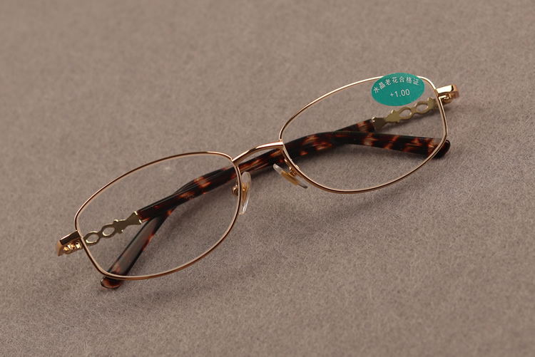 jedmviss 水晶石头高清超轻男女款中老年用高档眼镜 金色款