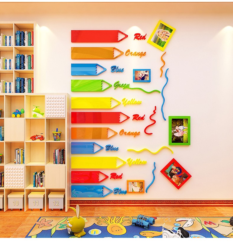 园照片墙艺术培训机构儿童辅导班绘画文化墙面贴画蜡笔照片墙款一小号