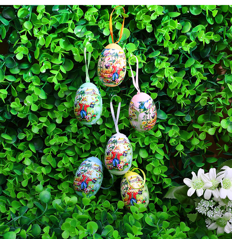12个复活节圣诞节彩蛋装饰品6个装仿真鸡蛋节日场景布置挂件复活节