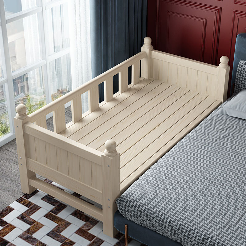 实木床拼接床单人床实木床拼接床大床加宽床婴儿小床带护栏实木环保