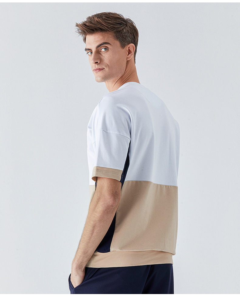 【younger系列】暇步士男装2021新时尚拼接圆领短袖t恤pe-21354d 054