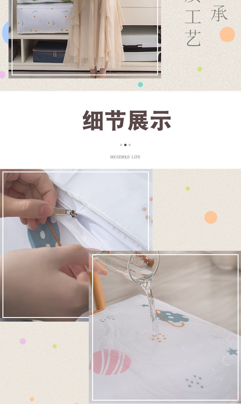 38304-岚牧 卡通印花衣物整理袋 被子收纳袋家用防尘棉被收纳袋 环保PEVA衣服被子收纳袋 【花色随机】 防尘防潮-2个装【花色随机】-详情图