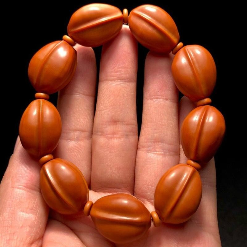 梅林铁核鲨鱼背橄榄核手串 大籽素核文玩原籽光珠素串原核圆珠素珠 1.