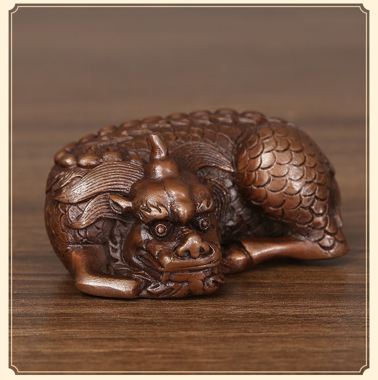 思科得 紫铜麒麟镇纸摆件客厅办公室家居工艺礼品 麒麟镇纸一对 麟