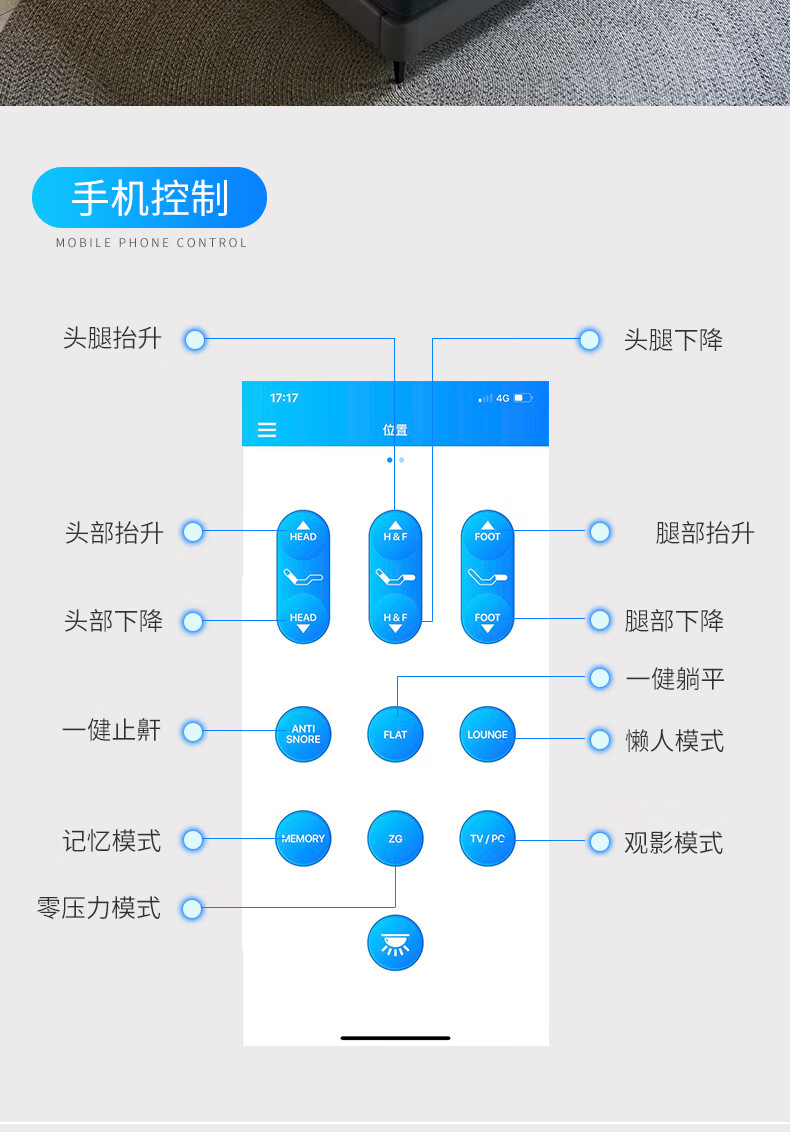 裕顺寿 2022新款智能电动床分体智能床婚床多功能升降分体式轻奢电动
