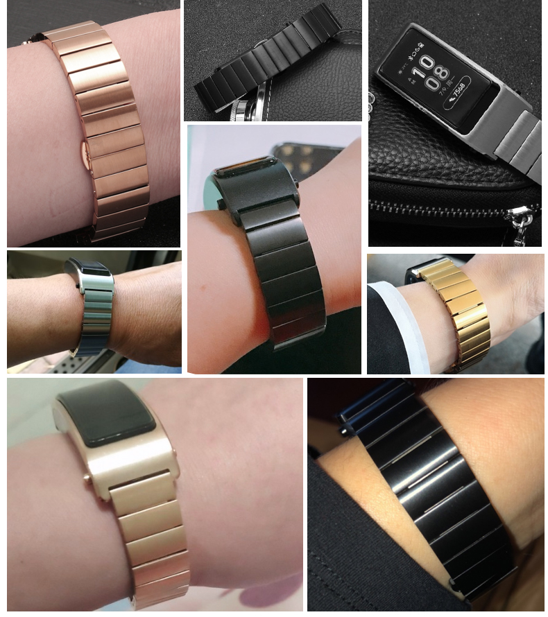 适配huawei华为b6手环表带b5b3金属不锈钢表链智能手环b2b3替换腕带钢
