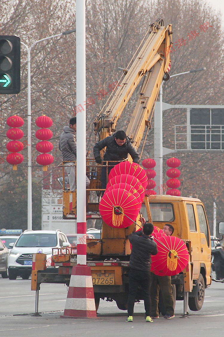 时优太阳能灯笼彩灯大门大红灯笼过新年过年春节户外装饰路灯杆连串